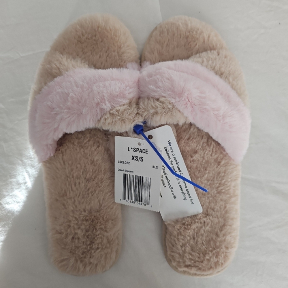 L*Space Soft Pink and Tan Slippers